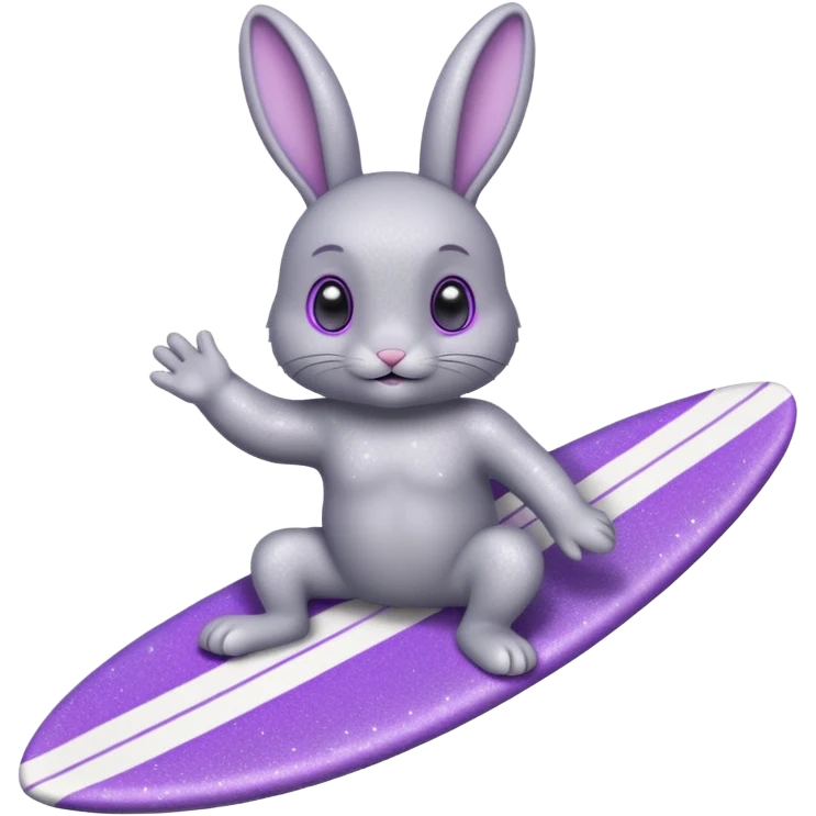 glitter gray bunny purple cian surf emoji