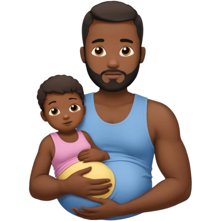 A pregnant burly black man breastfeeding his baby emoji