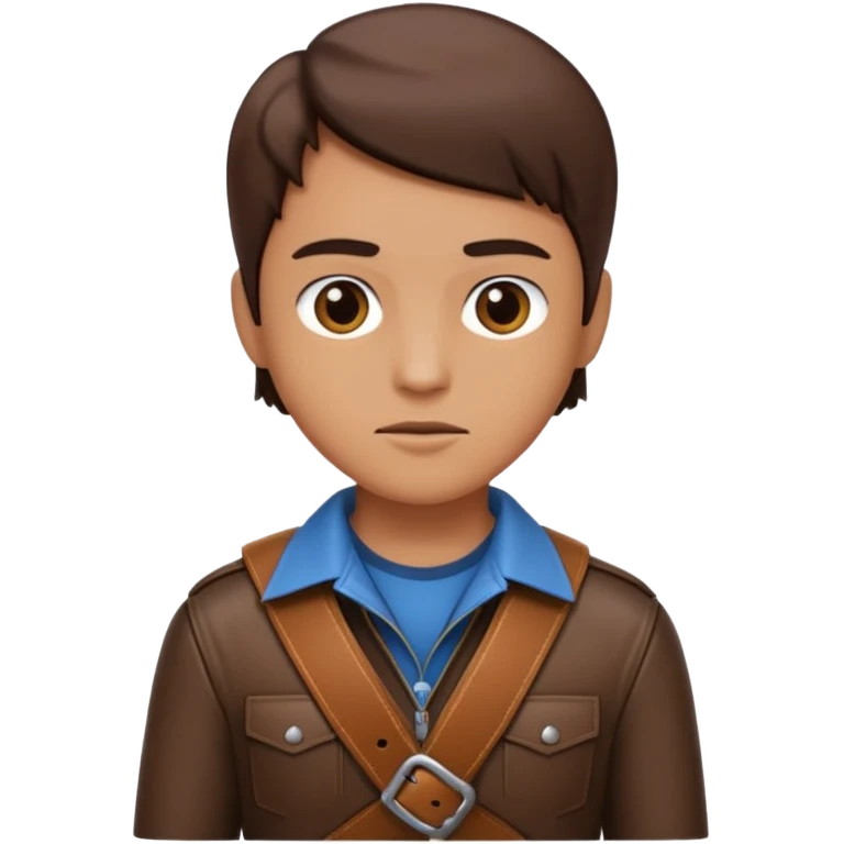 Person with straight face and belt in hand emoji