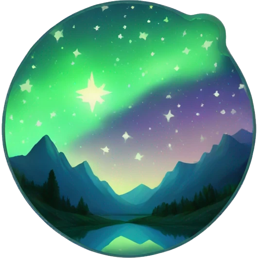 starry night over mountain reflection emoji
