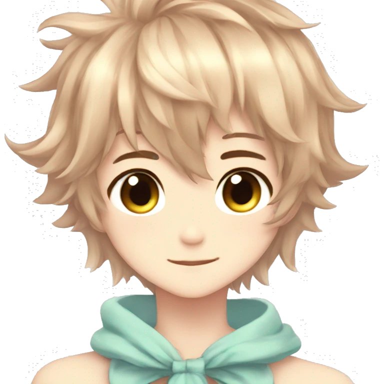 Shy Shiny Cute Attractive Sexy Gorgeous Kawaii Pastel Anime Catboy with pretty hair emoji