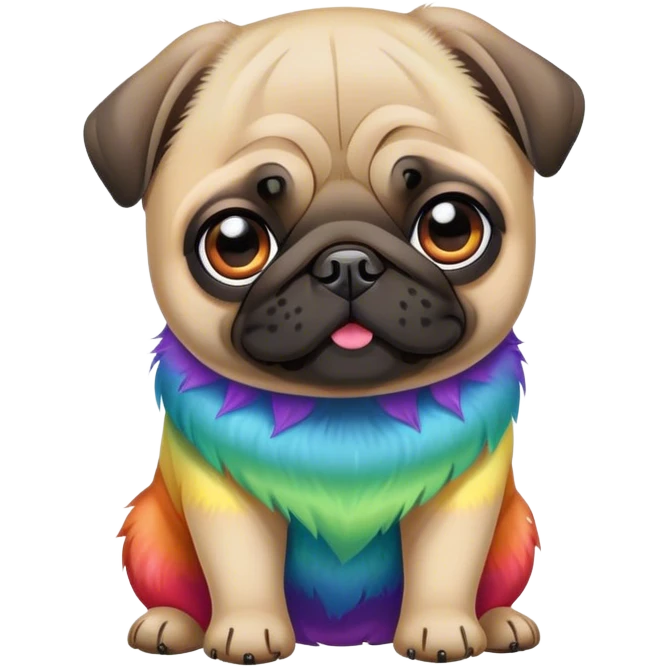 ultra cute pug rainbow emoji