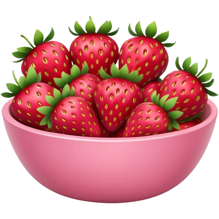 large fancy pastel pink bowl of strawberries emoji
