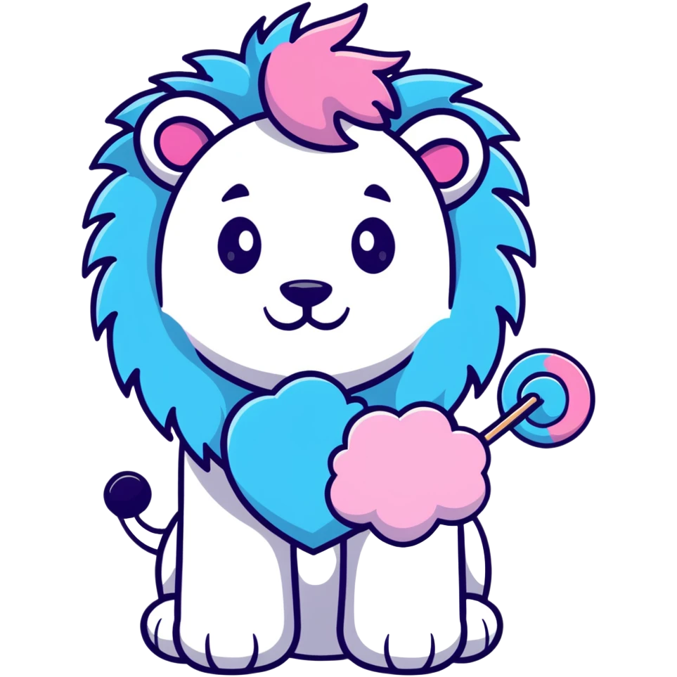 Lion with cotton candy mane and star patterns emoji