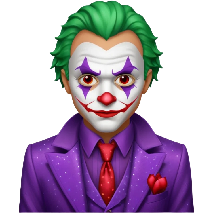 Glitter RED and White Joker Gangster  emoji