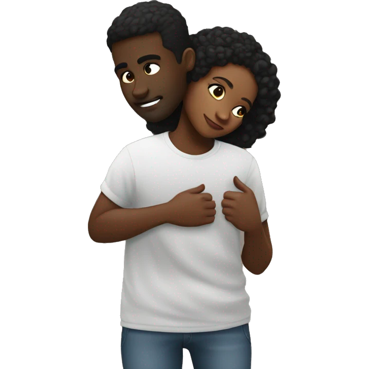 Create a black girl being spoilt and in love by her black boyfriend who is obsess with her  emoji