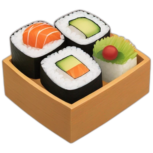 sushi bento wooden box emoji