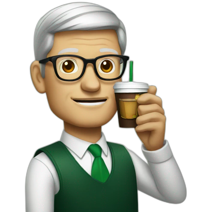 Tim cook drinking starbuck emoji