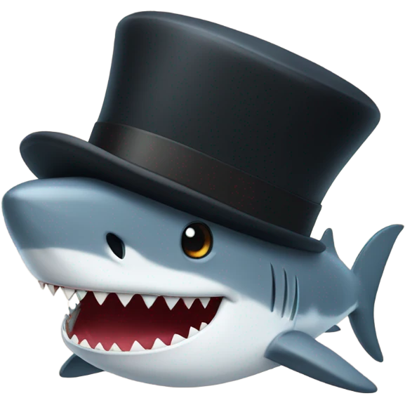 Shark with a top hat emoji