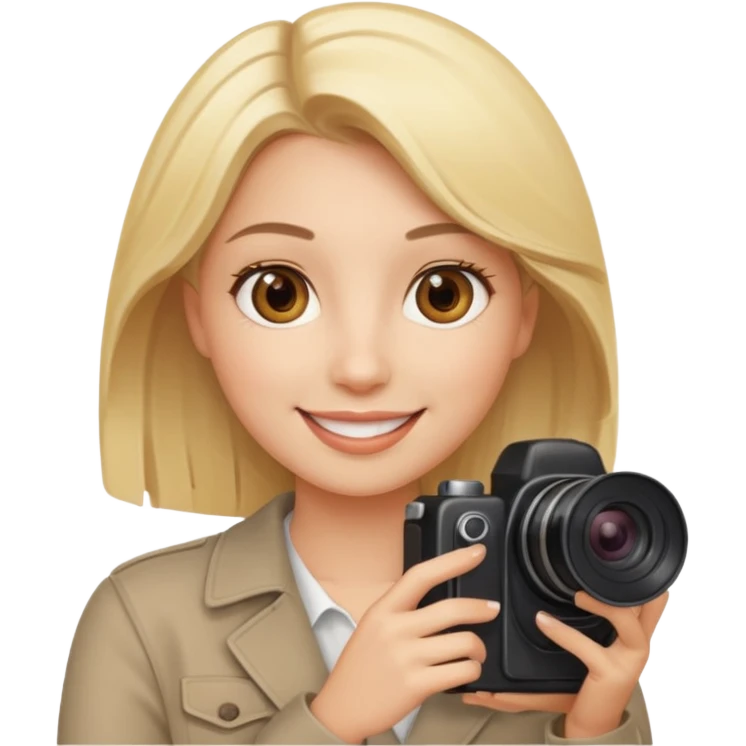  femme blonde yeux marron qui tient un appareil photo emoji