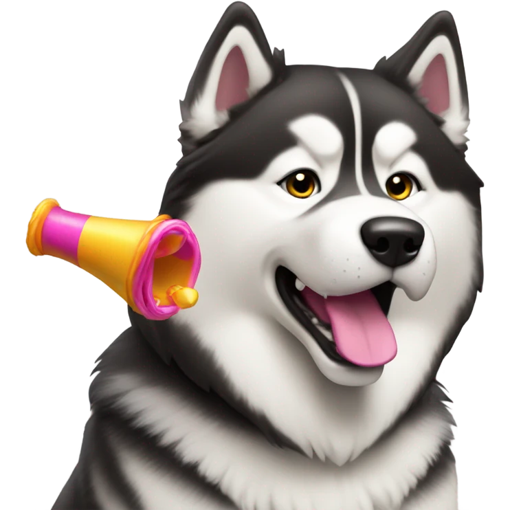 Malamute with party noise maker emoji