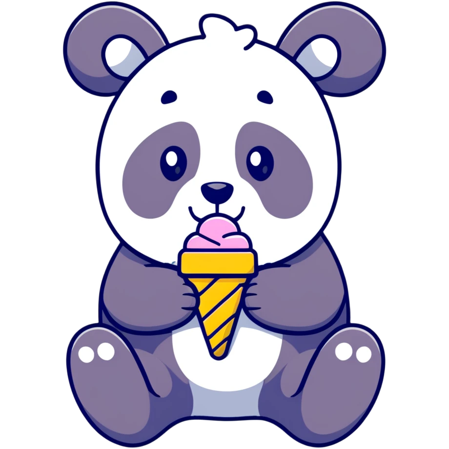 Panda eating ice cream emoji