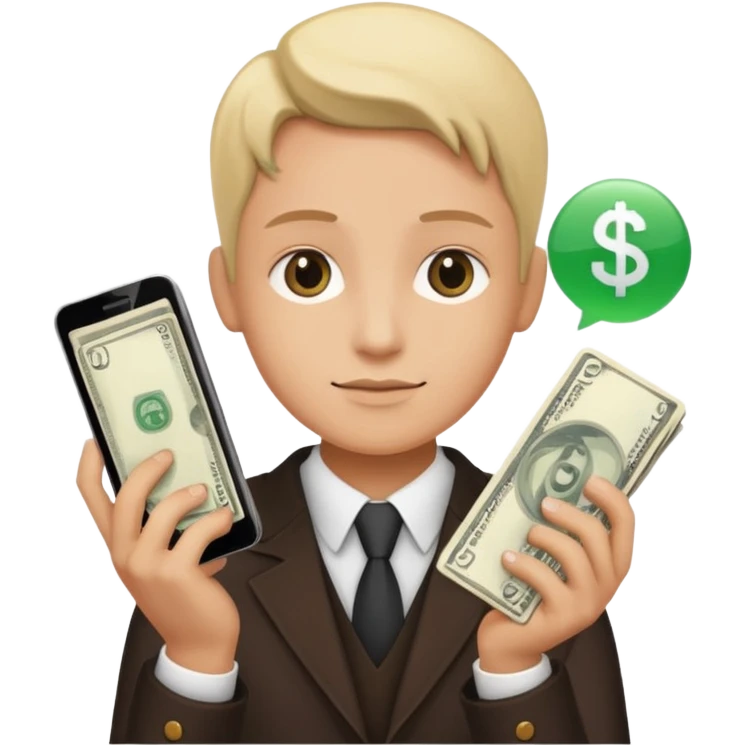Earn money show by human with mobile.show cash flow symbol emoji