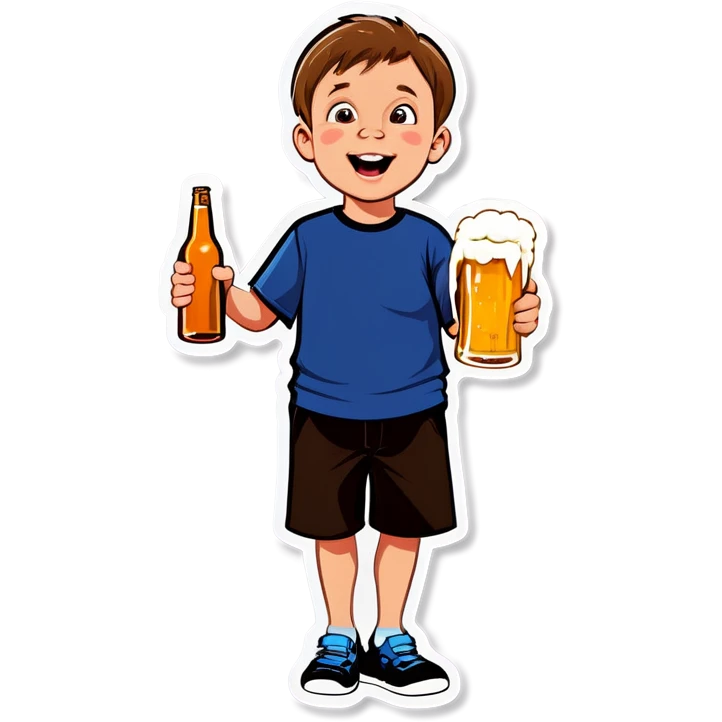 Retarded kid with a beer emoji