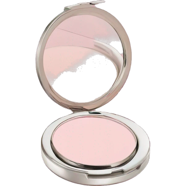 pastel pink powder compact with mirror emoji