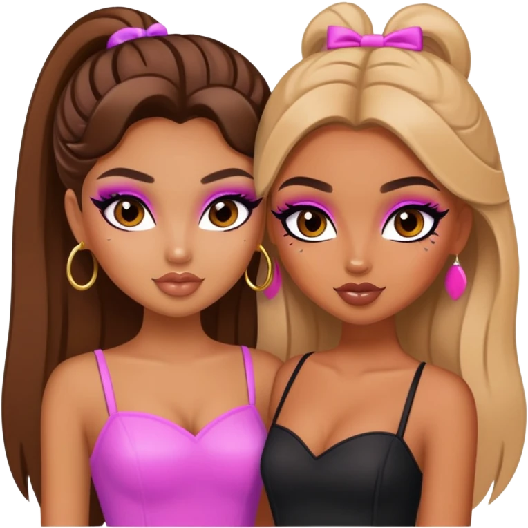 two baddie besties bratz pretty emoji