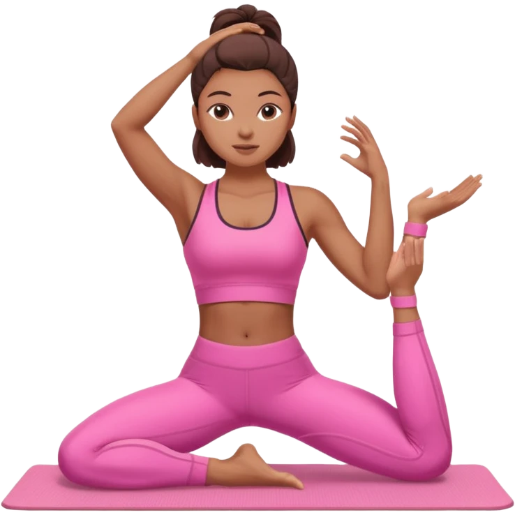 medium-skinned woman doing Pilates in pink sportswear emoji