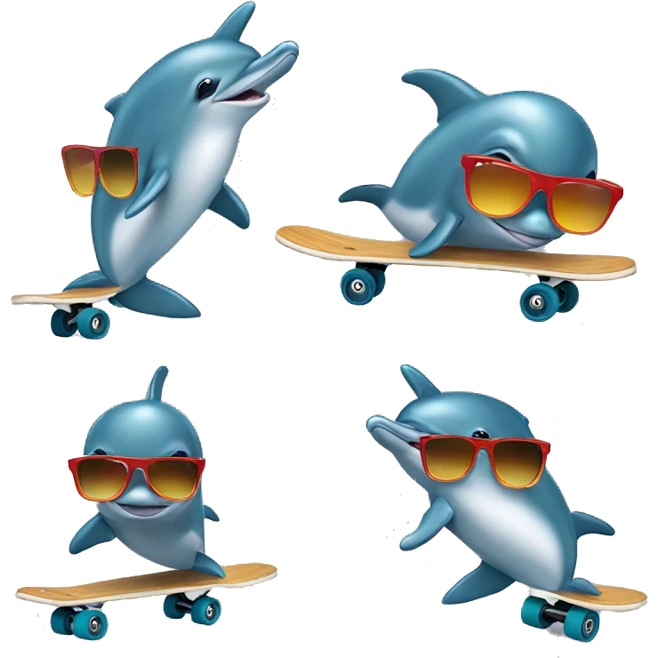 dolphin on a skateboard with sunglasses emoji
