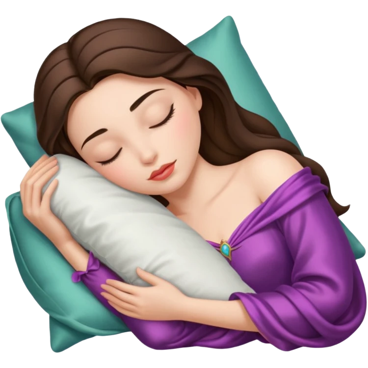 sleeping beauty brunette white girl with a silk pillow emoji