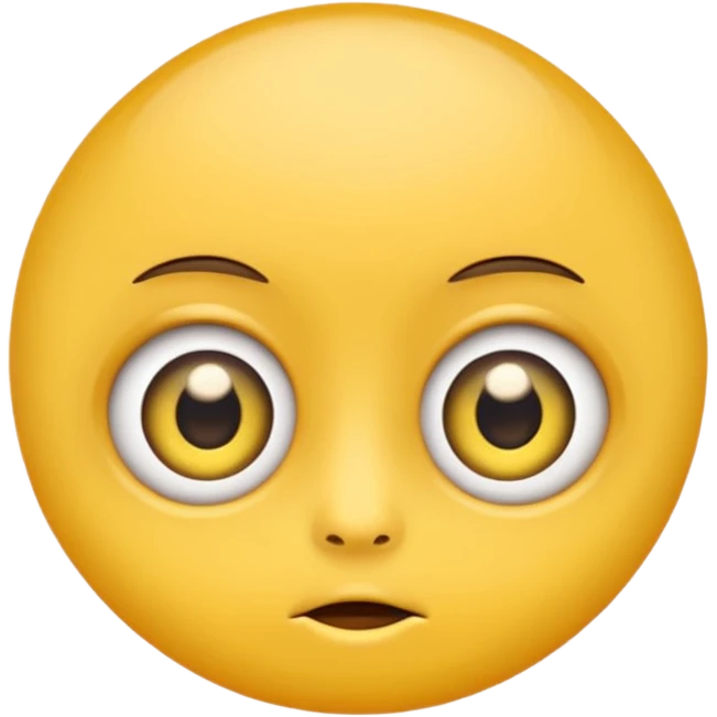 Yellow circle wide eyes side eying small mouth emoji