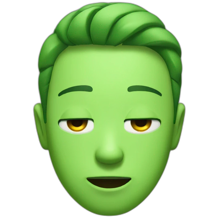 a green boy face eyes closed and wierd mouth expression  emoji