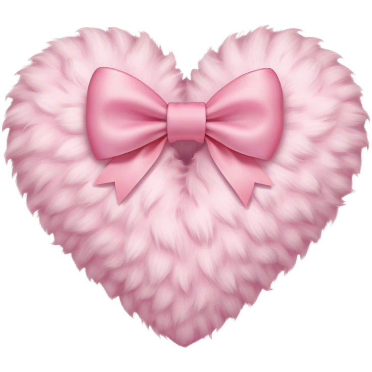 cute pastel pink fluffy heart with bow emoji