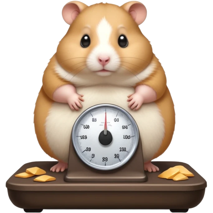 fat hamster big belly stepping on a broken scale looking guilty emoji