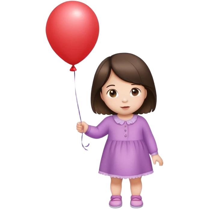 Brunette baby girl holding balloon  emoji