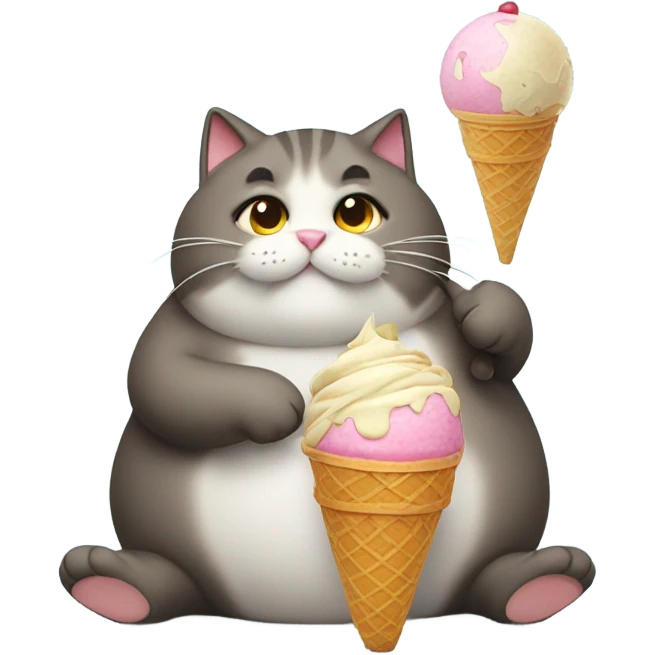 fat cat with ice cream  emoji