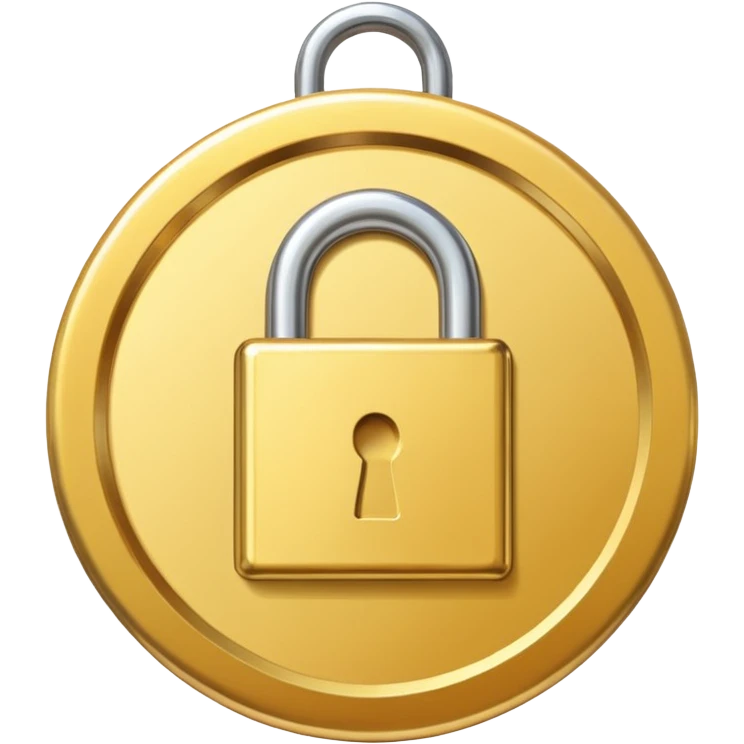 a gold medal with ONLY ONE lock engraved on it emoji
