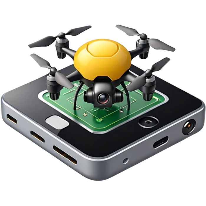 ultra realistic processor with a small drone picture emoji