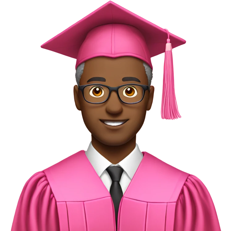 man in a pink graduation and pink academic regalia emoji