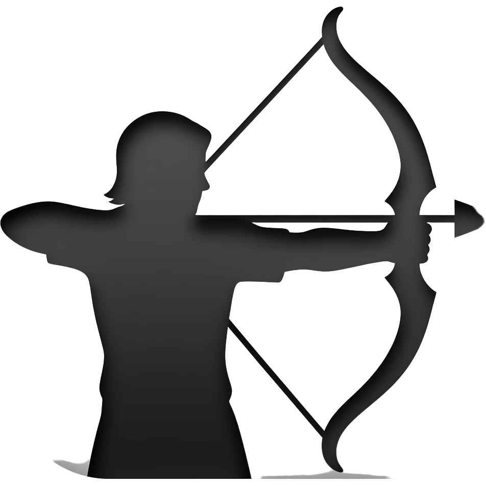 make a bow and arrow icon for a ranged attack symbol for a trading card game and make it a realistic silhouette emoji
