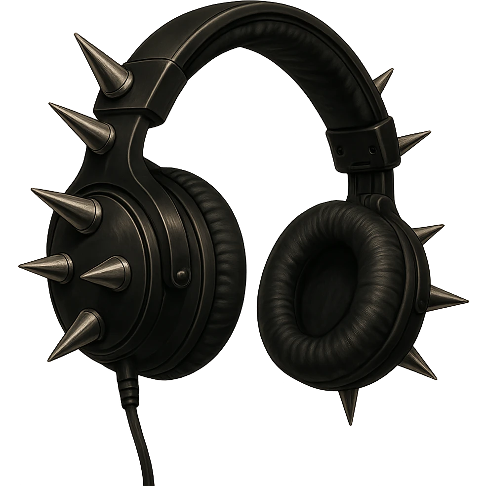 Remove the background and keep only the goth headphones in a realistic anime style with no background. emoji