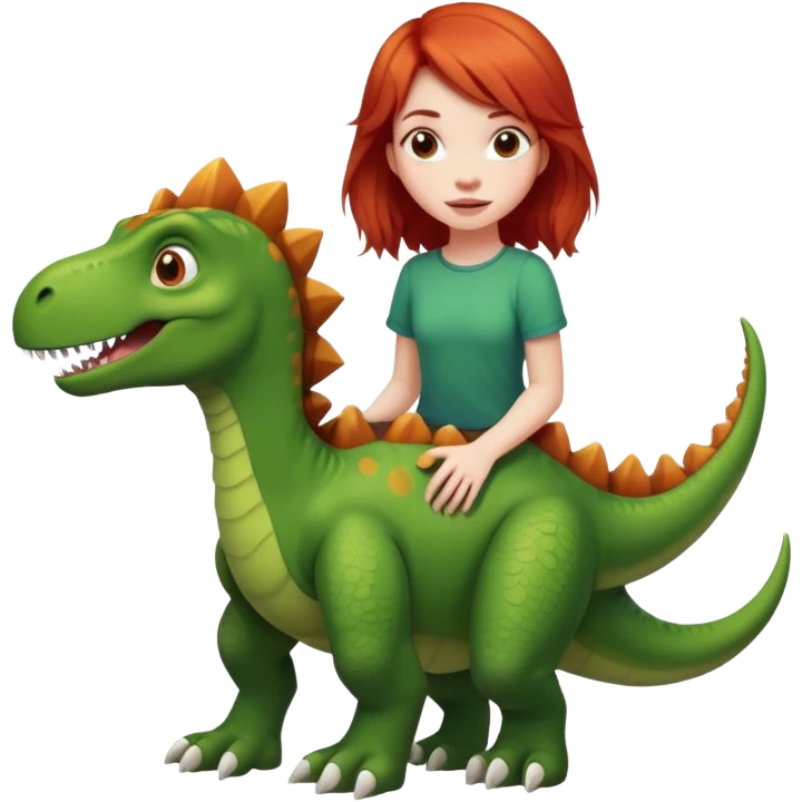 red-haired girl with a dinosaur tail and paws emoji