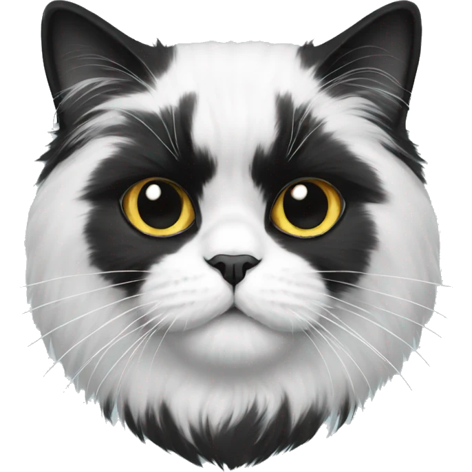 black and white Persian cat with mustache white emoji