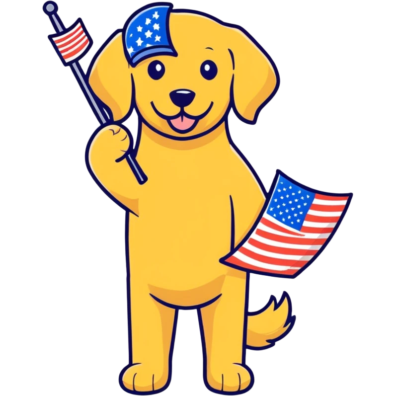 Golden Retriever with American flag emoji