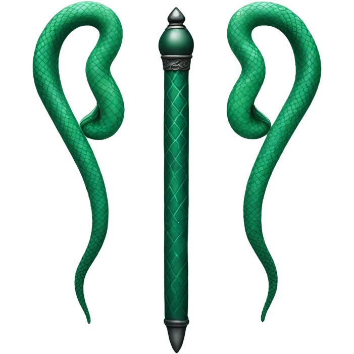 dark green magic wand Slytherin emoji