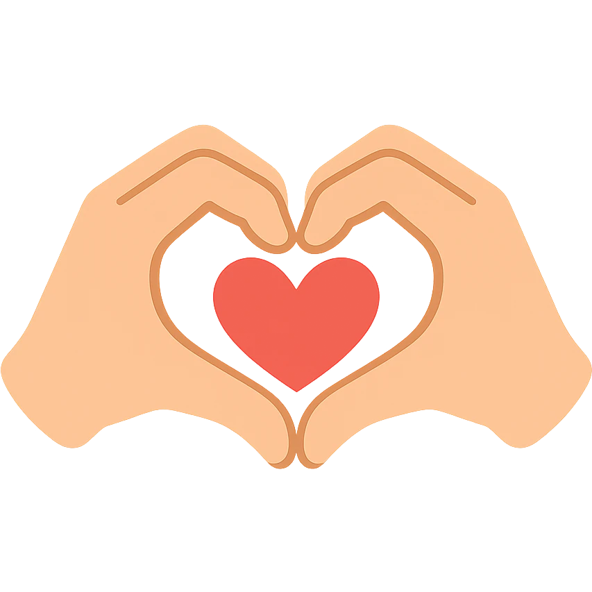 two hands forming a heart shape, color filled, bold and clear emoji