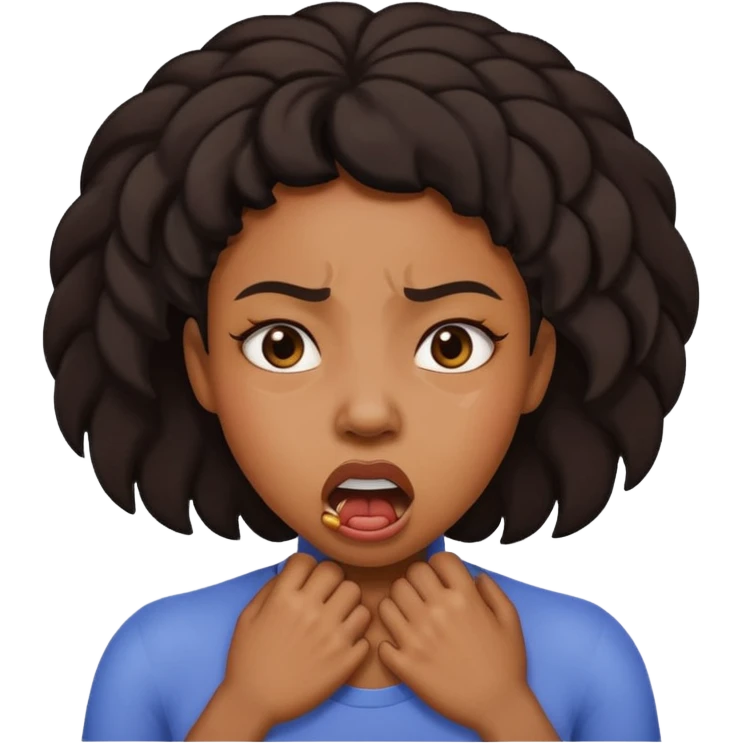 a black female strangling herself emoji
