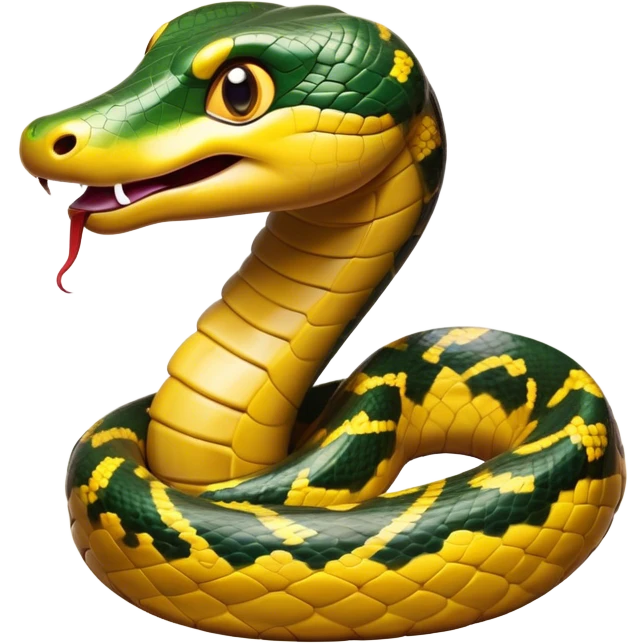 Cinematic Comical Anaconda Portrait Emoji, Head tilted dramatically with an exaggeratedly shocked expression, featuring a robust, patterned body with wide, comically expressive eyes full of humorous disbelief, Simplified yet hilariously expressive features, highly detailed, glowing with a slightly sassy jungle glow, high shine, dramatic yet playful, stylized with an air of quirky reptilian attitude, soft glowing outline, capturing the essence of a meme-worthy anaconda that looks ready to side-eye its way into viral fame! emoji