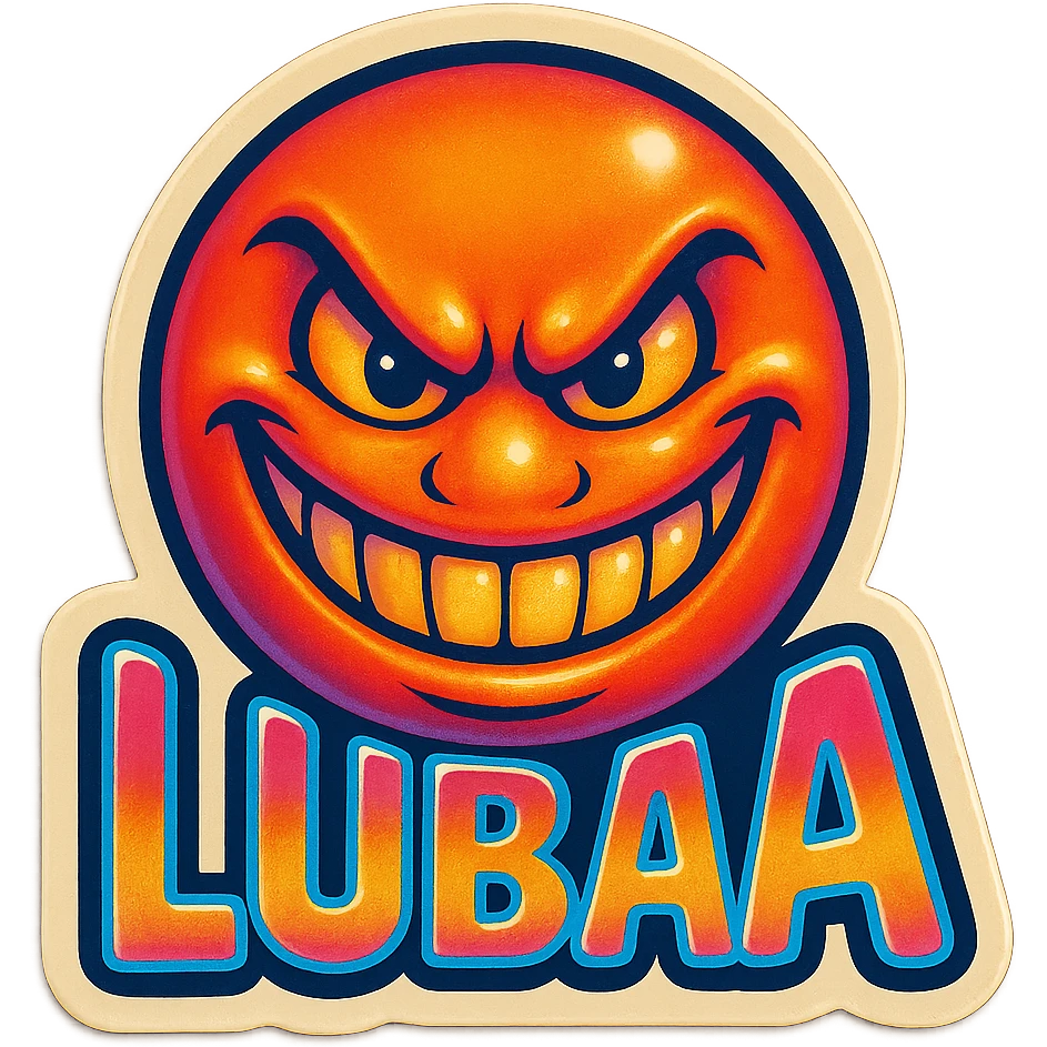grin EVIL LOOk , Make it say "LUBAA"" emoji