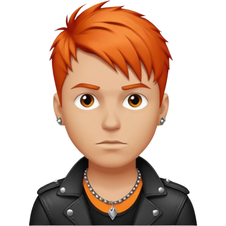 white guy, rock singer, rebellious style, short orange-red hair, studded leather necklace emoji