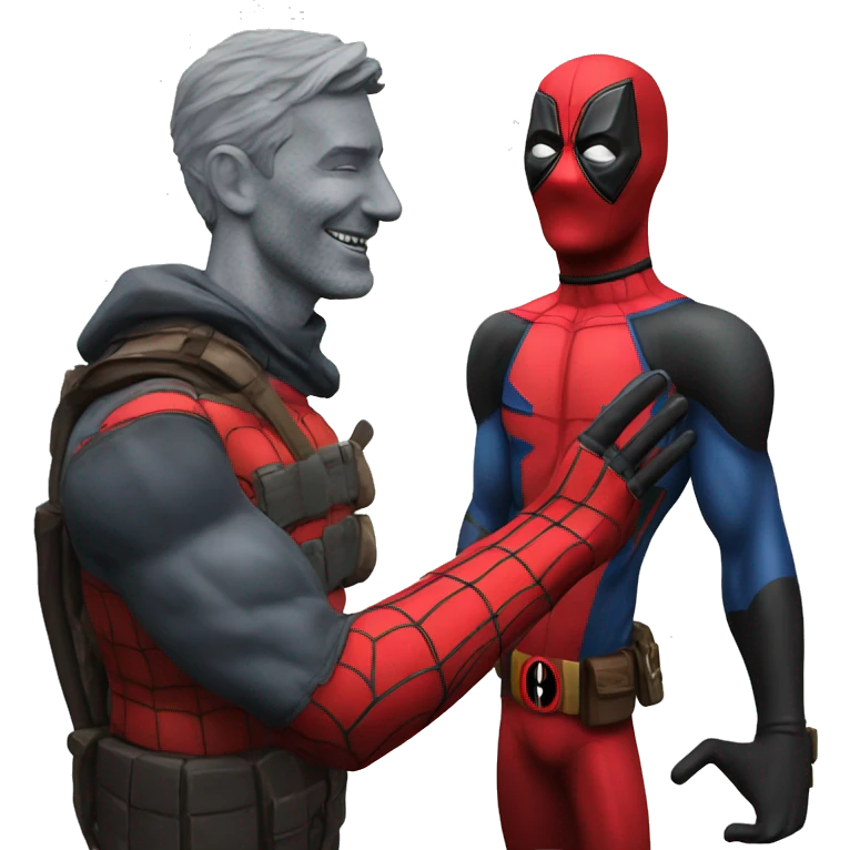 deadpool with spiderman high five emoji