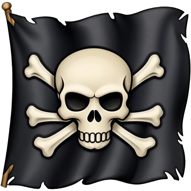 pirate flag with skull and crossbones, classic jolly roger emoji