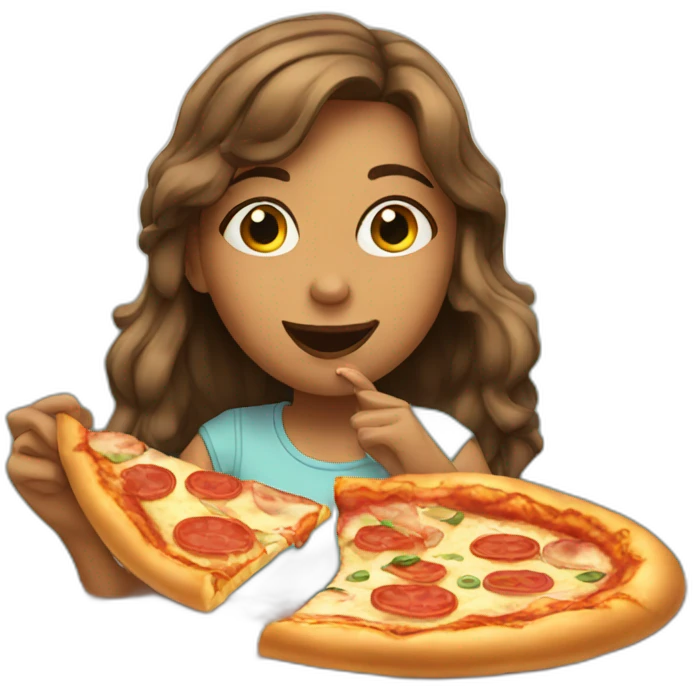girl eating a pizza emoji