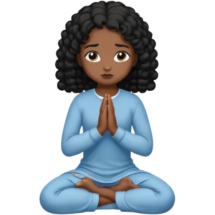 girl praying on knees curls black emoji
