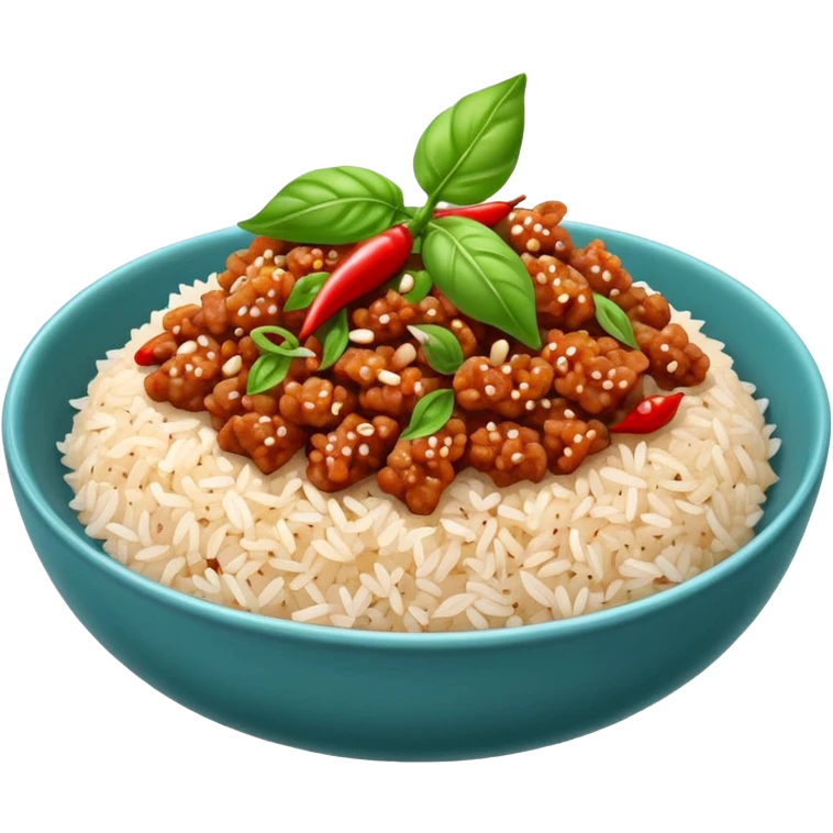 thai small chilli minced pork and basil leaves rice emoji