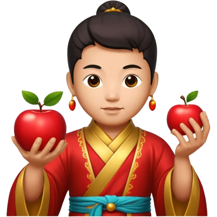 chinese god with an apple emoji