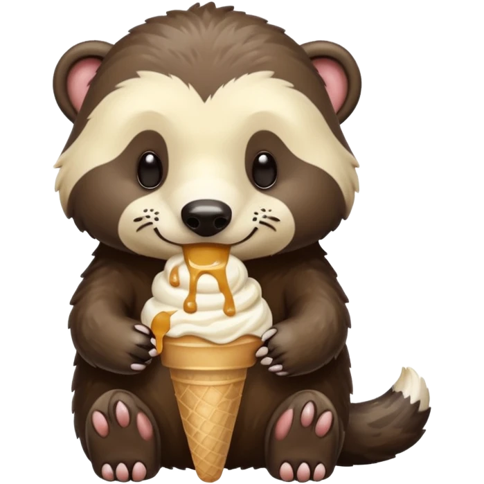 dondurma yiyen bal porsuğu emoji